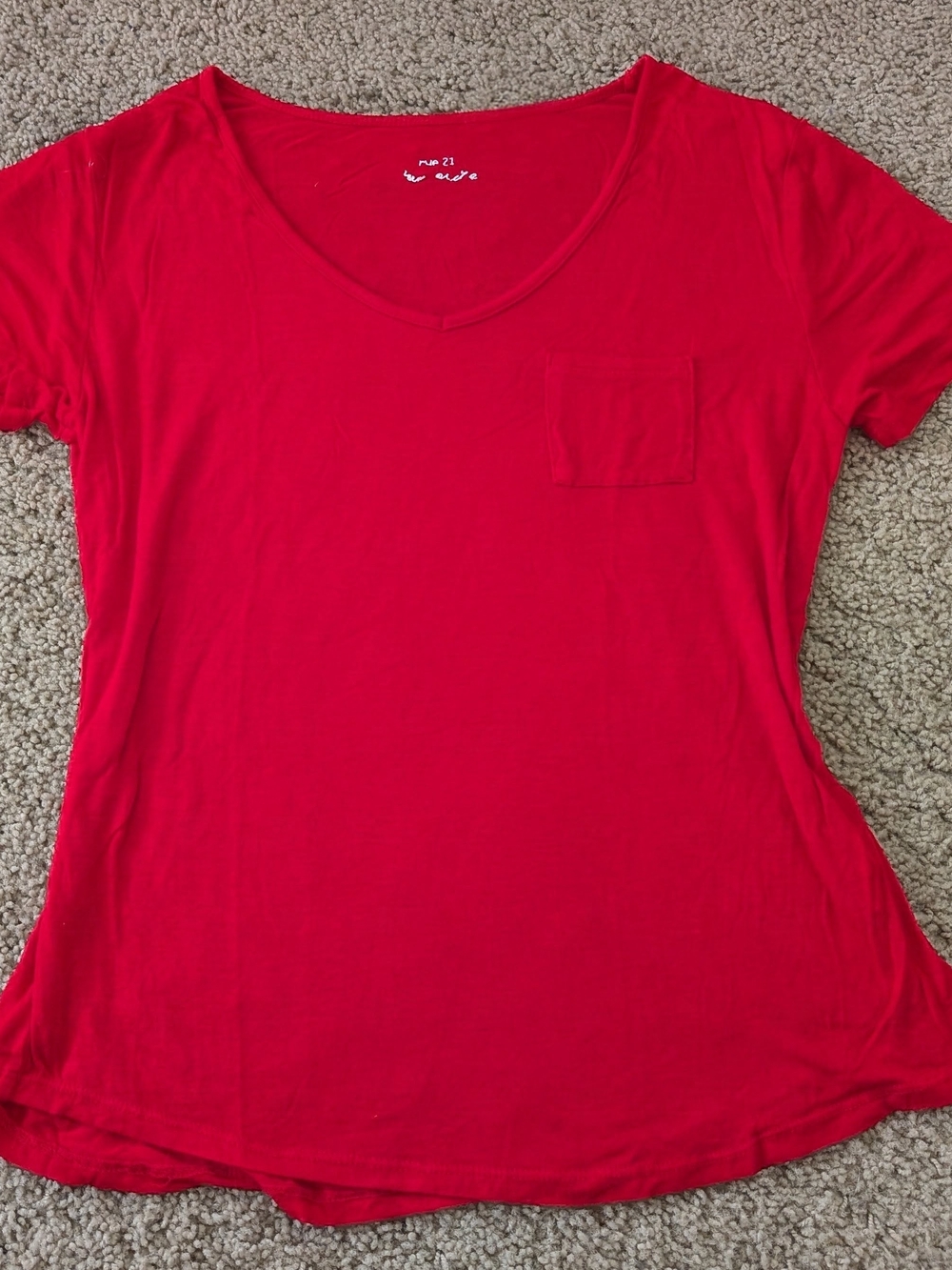 Rue21 Bright Red Scoop Neck Short Sleeve Pocket Tee